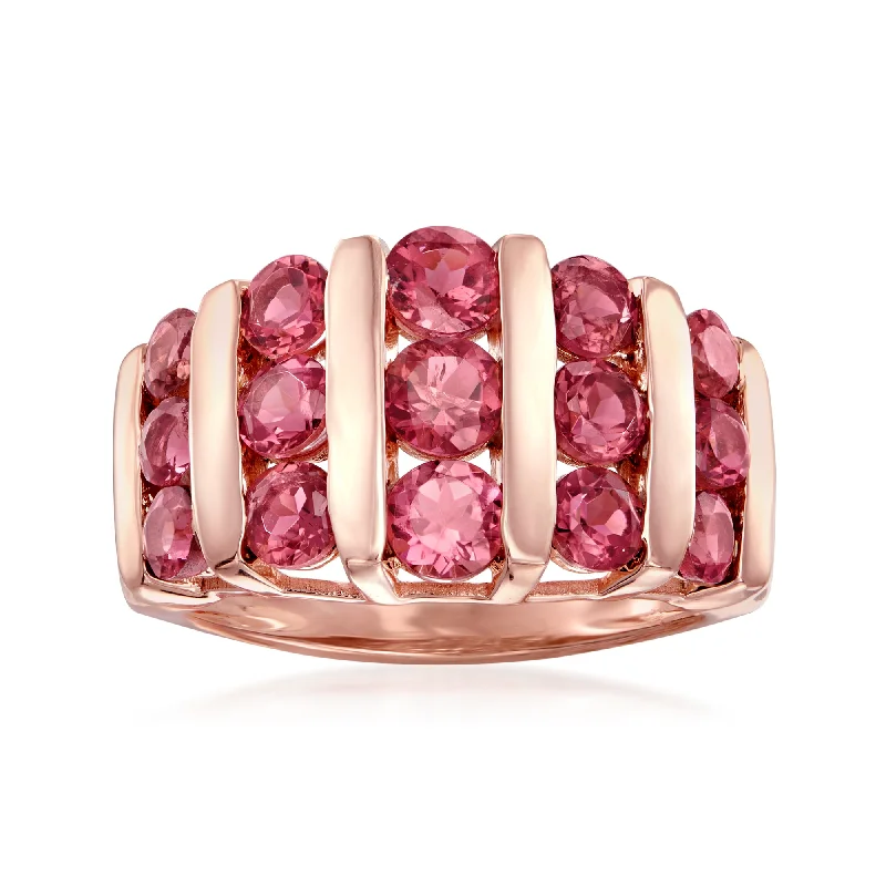 Bold agate ring-Ross-Simons Pink Tourmaline Ring in 18kt Rose Gold Over Sterling