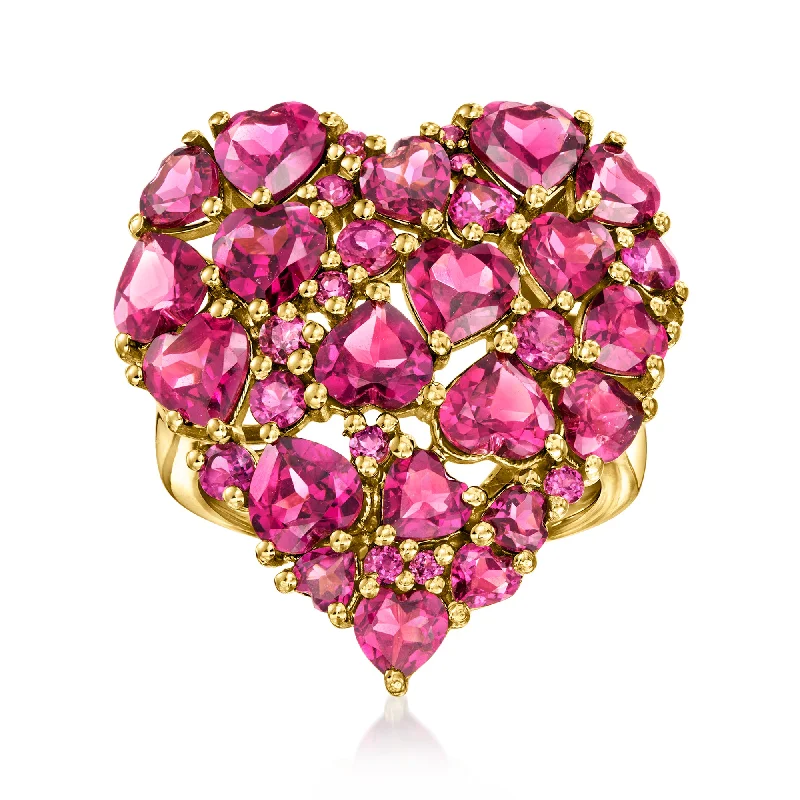 Gentle edge ring-Ross-Simons Rhodolite Garnet Heart Ring in 18kt Gold Over Sterling