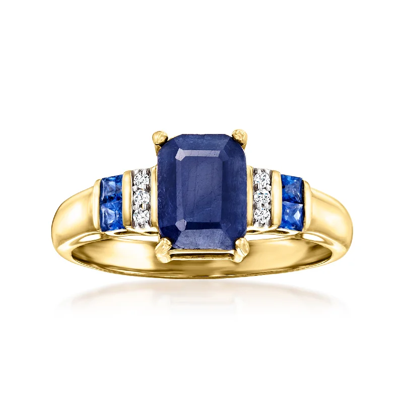 Floating gem ring-Ross-Simons Sapphire Ring With Diamond Accents in 14kt Yellow Gold