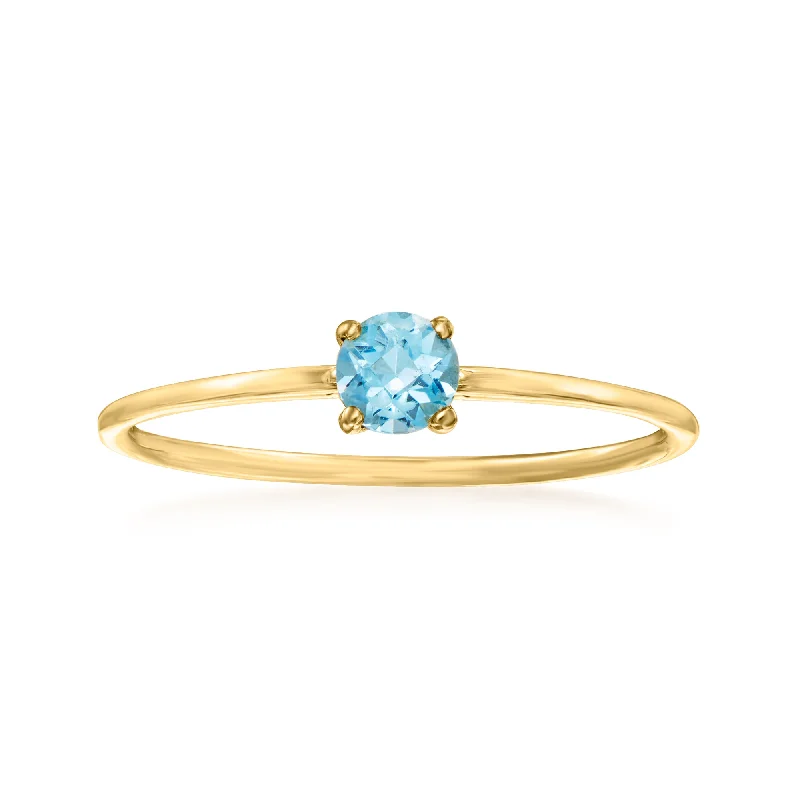 Peak stone ring-Ross-Simons Swiss Blue Topaz Ring in 14kt Yellow Gold.