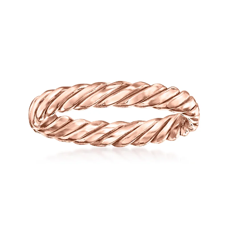 Pierced design ring-RS Pure by Ross-Simons 14kt Rose Gold Twisted Ring