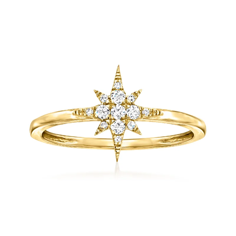 Exact-cut ring-RS Pure by Ross-Simons Diamond North Star Ring in 14kt Yellow Gold