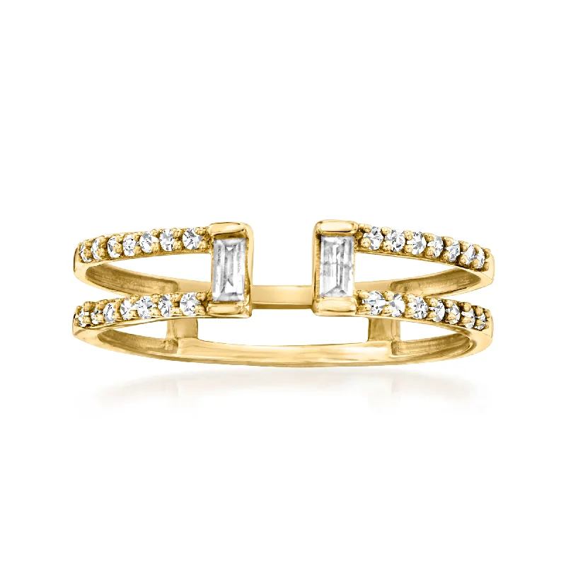 Arched stone ring-RS Pure by Ross-Simons Diamond Open-Space Ring in 14kt Yellow Gold