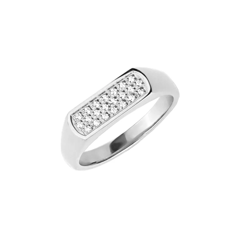 Polished palladium ring-Signet Chic Ring