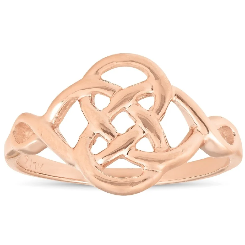 Tribal carved ring-Solid 14k Rose Gold Celtic Handmade Womens Ring