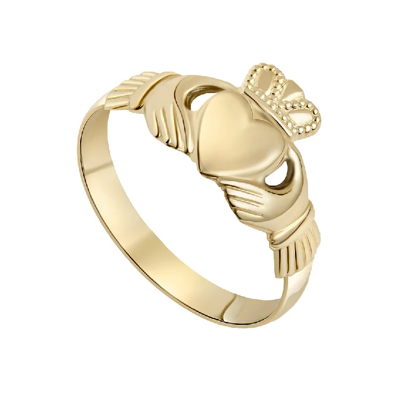 Fractured crystal ring-Lightweight Gold Claddagh Ring | New In