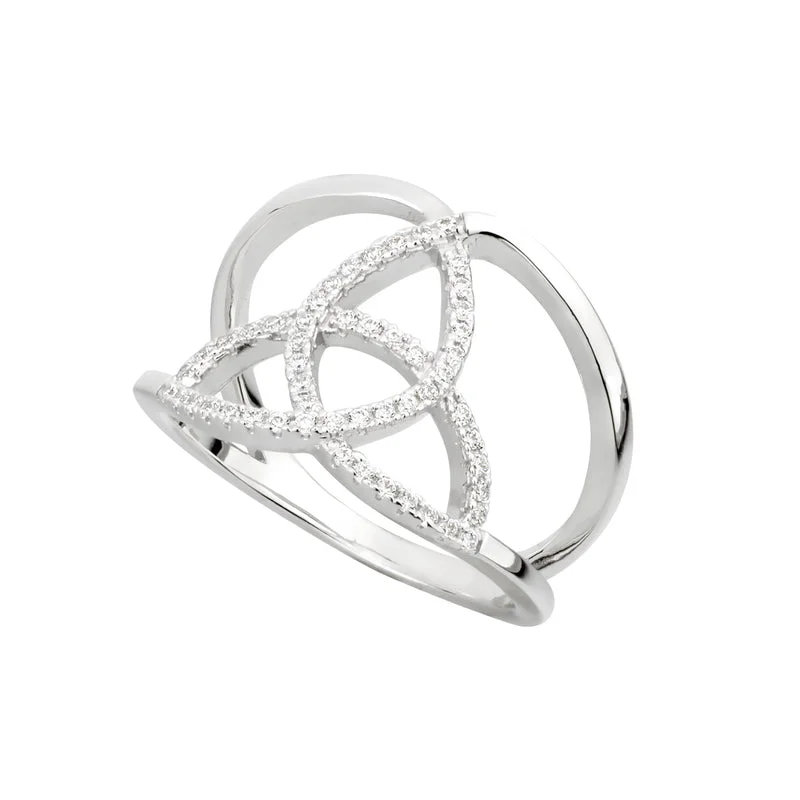 Dusk moon ring-CZ Silver Trinity Knot Ring