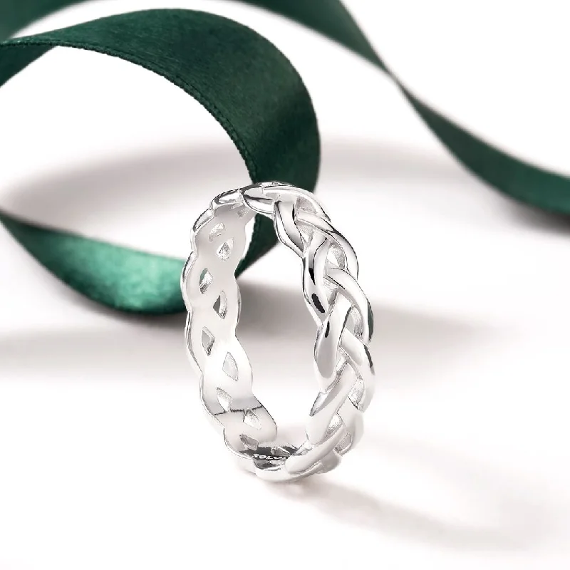 Glistening tourmaline ring-Ladies Silver Celtic Knot Ring