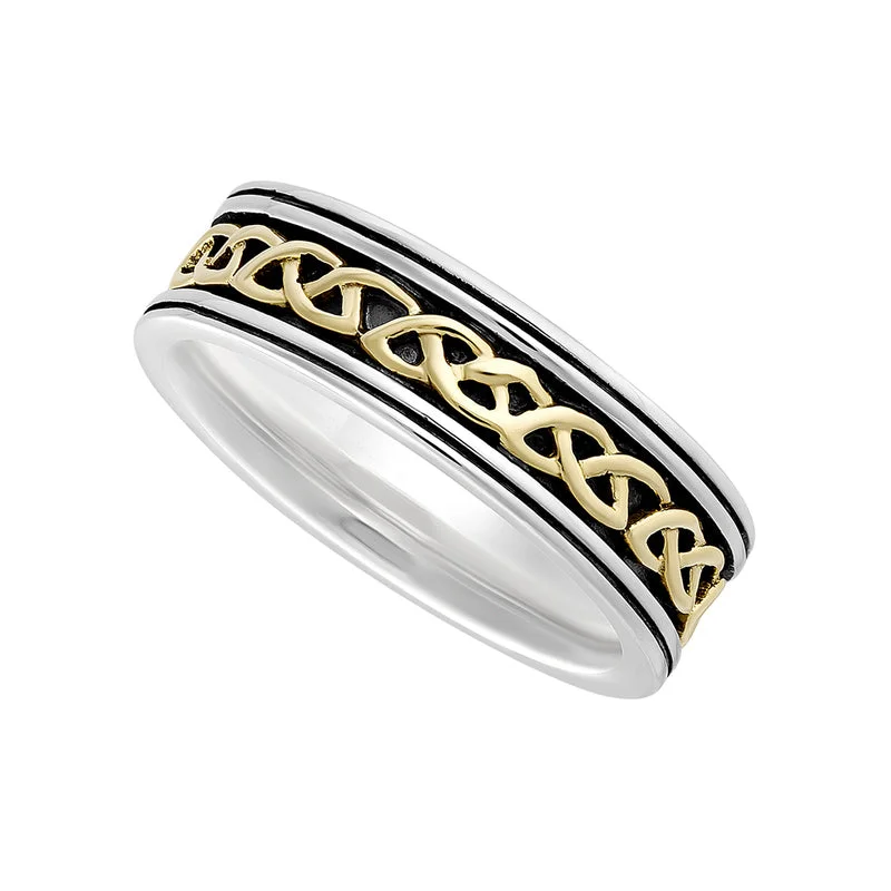 Rich marble ring-Ladies Celtic Silver Gold Band