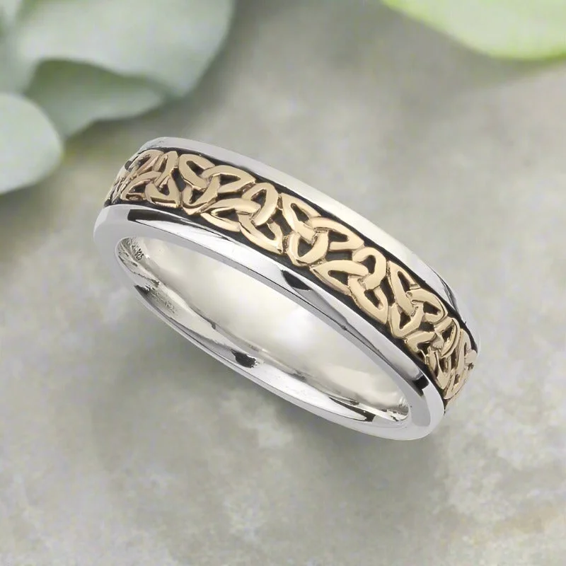 Pierced design ring-Ladies Silver & Gold Trinity Knot Ring