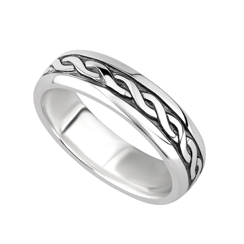 Slanted gem ring-Ladies Silver Celtic Ring