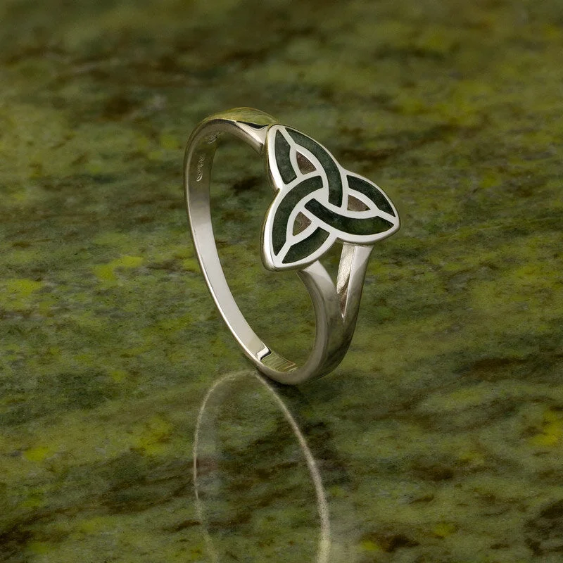 Bezel-rim ring-Connemara Marble Trinity Knot Ring