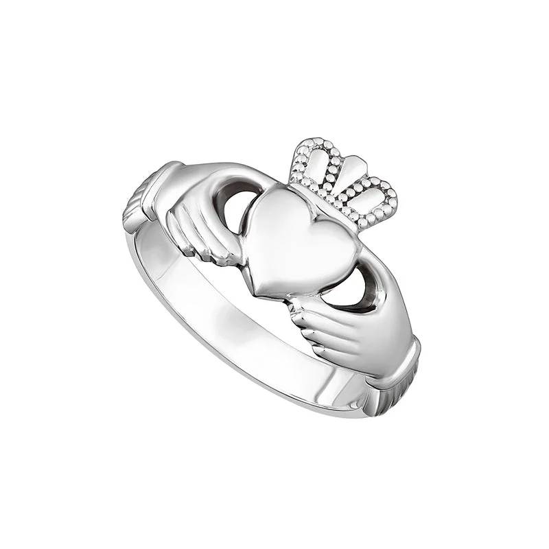 Wave motif ring-Sterling Silver Heavy Maids Claddagh Ring