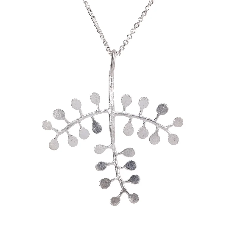 Radiant diamond necklace-SS Triple Frond Pendant