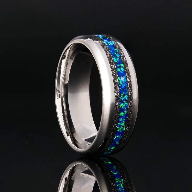 Stained enamel ring-Star Dust Opal Stripe Ring