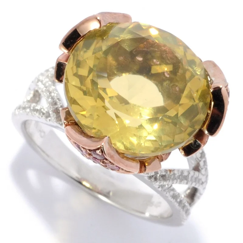 Peak stone ring-Sterling Silver 11.14ctw Lemon Quartz & Multi Gemstone Ring