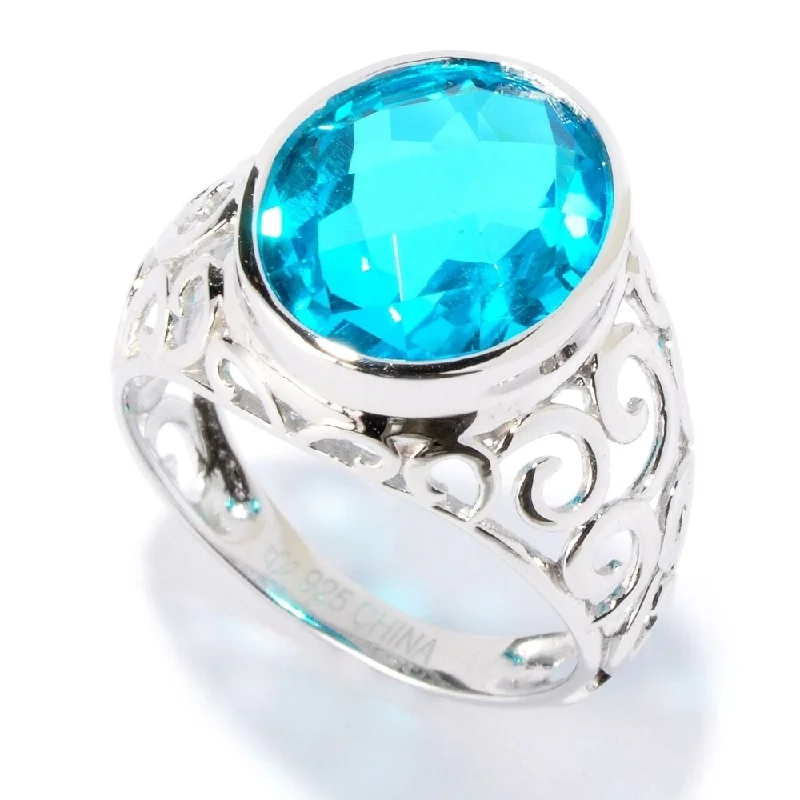 Peak stone ring-Sterling Silver 4.63Ctw Paraiba Doublet Cocktail Ring