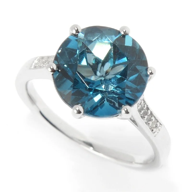 Pierced design ring-Sterling Silver 5.19ctw London Blue Topaz & White Topaz Ring