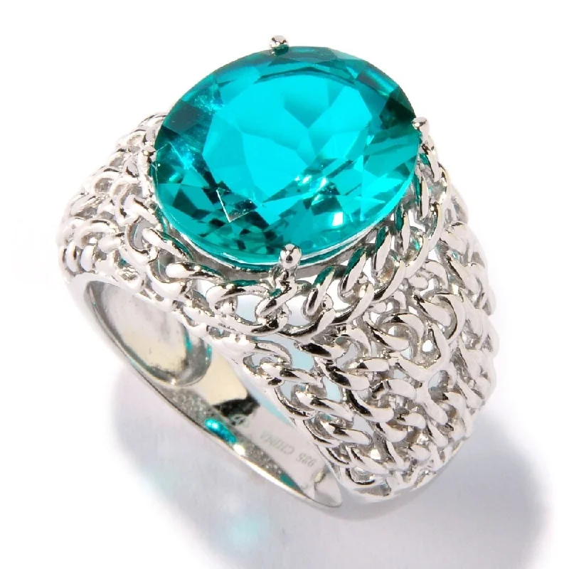 Sleek tungsten ring-Sterling Silver 7.45Ctw Paraiba Doublet Cocktail Ring