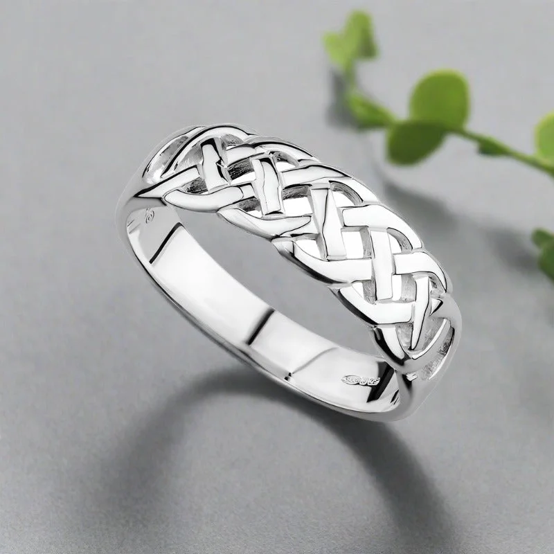 Retro ruby ring-Silver Celtic Woven Ring