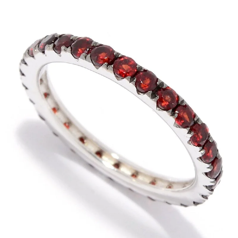 Intertwined ring-Sterling Silver Garnet Band Ring