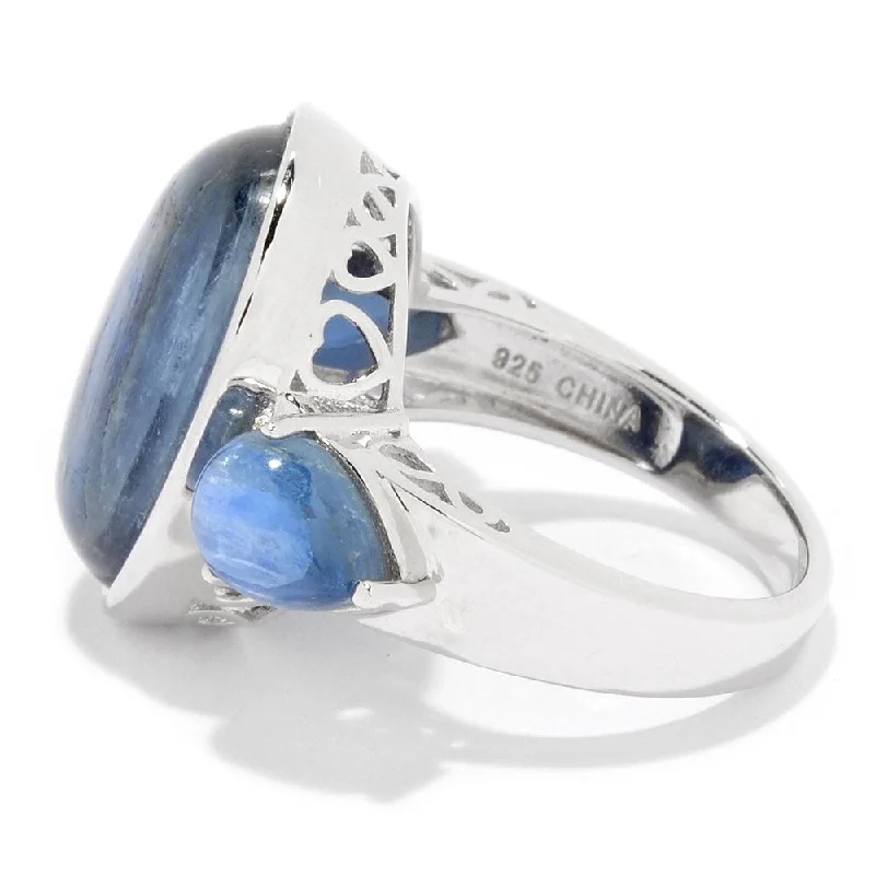 Luminous gem ring-Sterling Silver Multi Shape Kyanite 3-Stone Ring