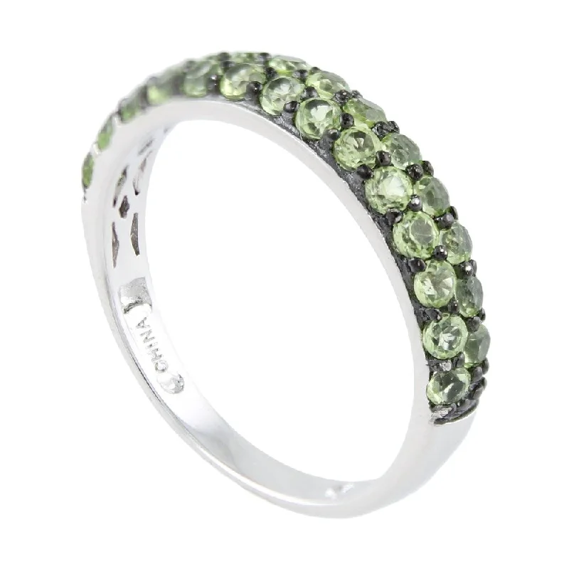 Vivid emerald ring-Sterling Silver Peridot Stack Band Ring