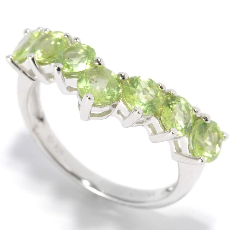 Gentle edge ring-Sterling Silver Peridot Stack Ring