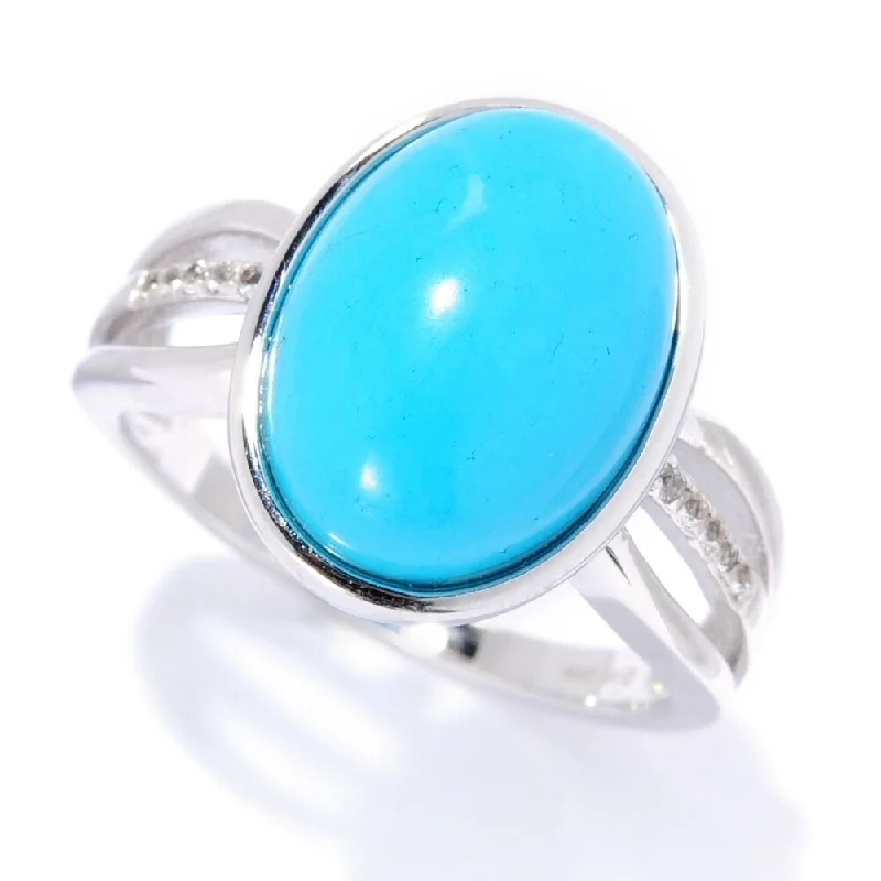 Soft morganite ring-Sterling Silver Sonora Beauty Turquoise & White Topaz Ring