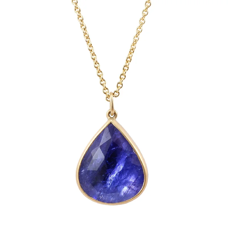 Pentagon pendant necklace-Tanzanite Tear Drop Necklace