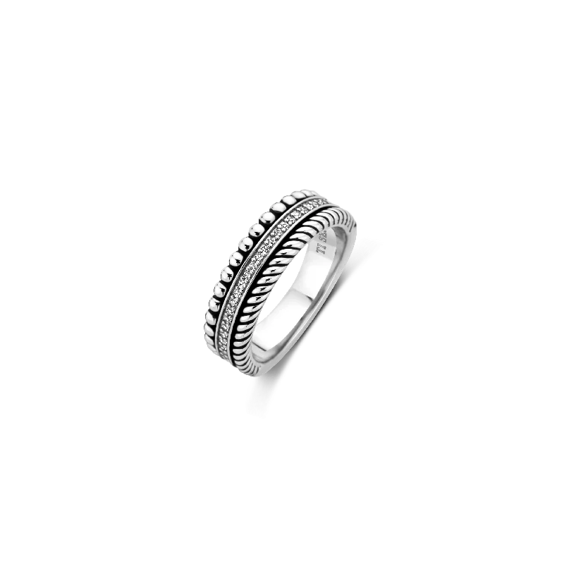 Glistening silver ring-TI SENTO Ring 12342ZI