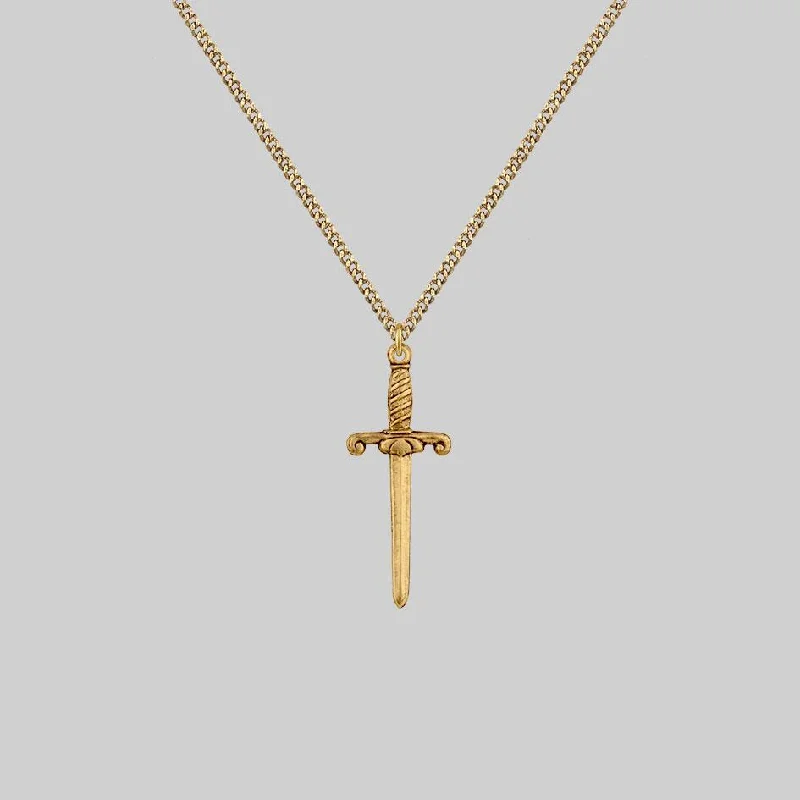 Wire-loop necklace-TRUST. Dagger Necklace - Gold