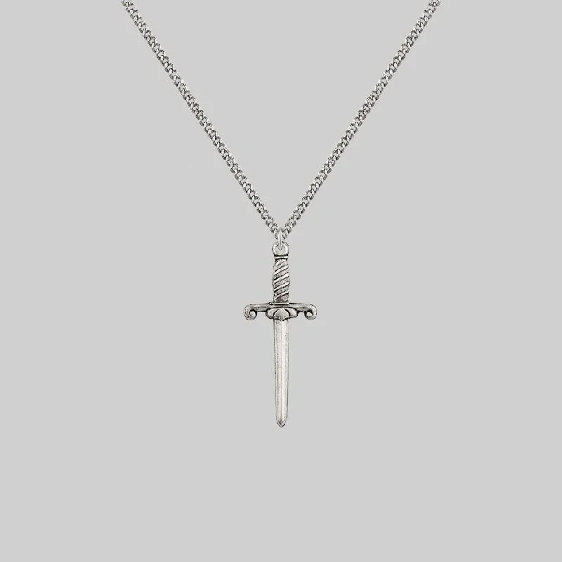 Luminous gem necklace-TRUST. Dagger Necklace - Silver