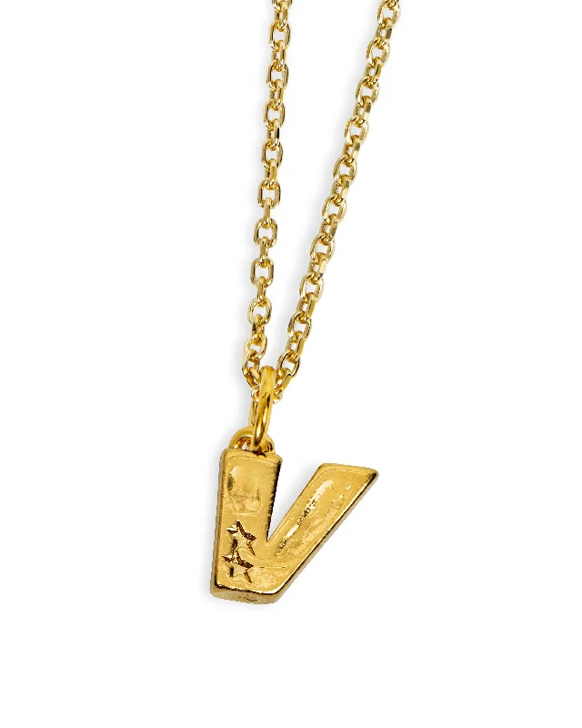 Forged gold necklace-V Necklace