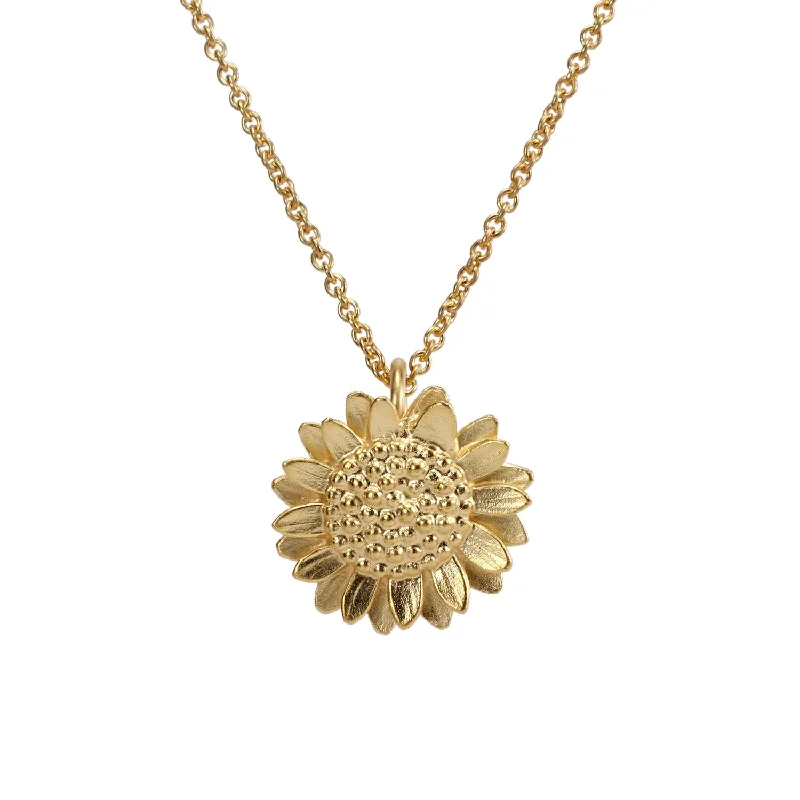 Lustrous iolite necklace-Vermeil Small Sunflower Pendant