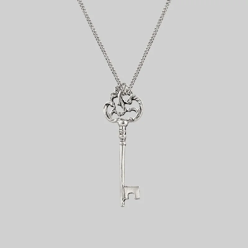 Five-stone necklace-VERONA. Skeleton Key Necklace - Silver