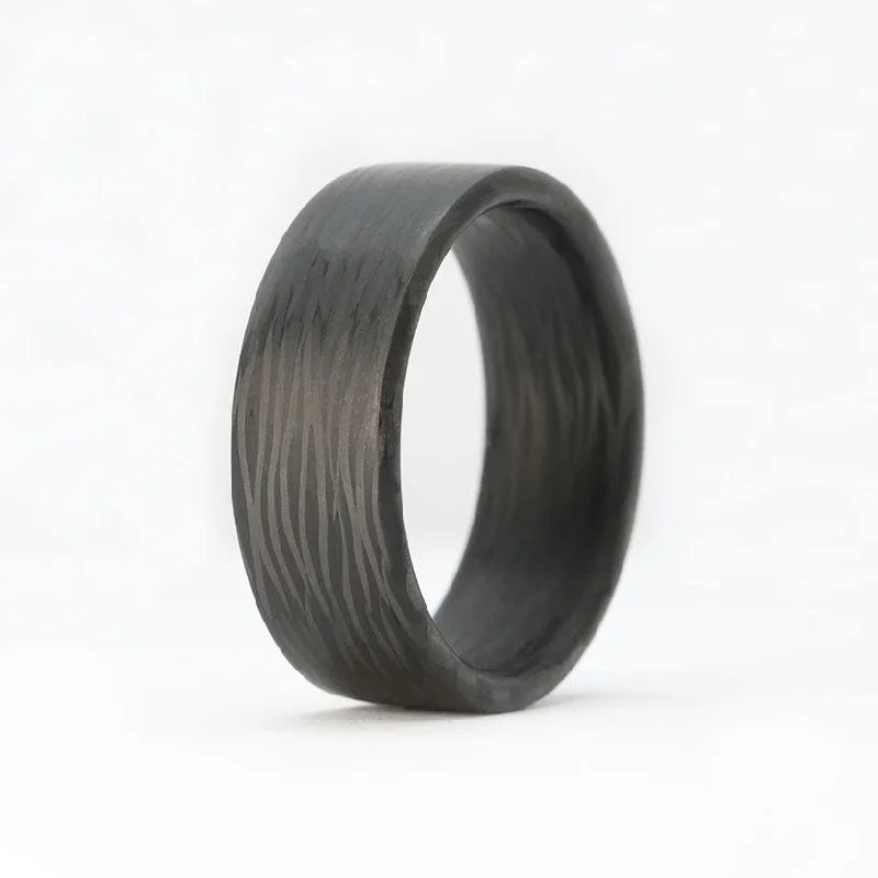 Radiant stone ring-The Wave-Men's Carbon Fiber Wedding Band