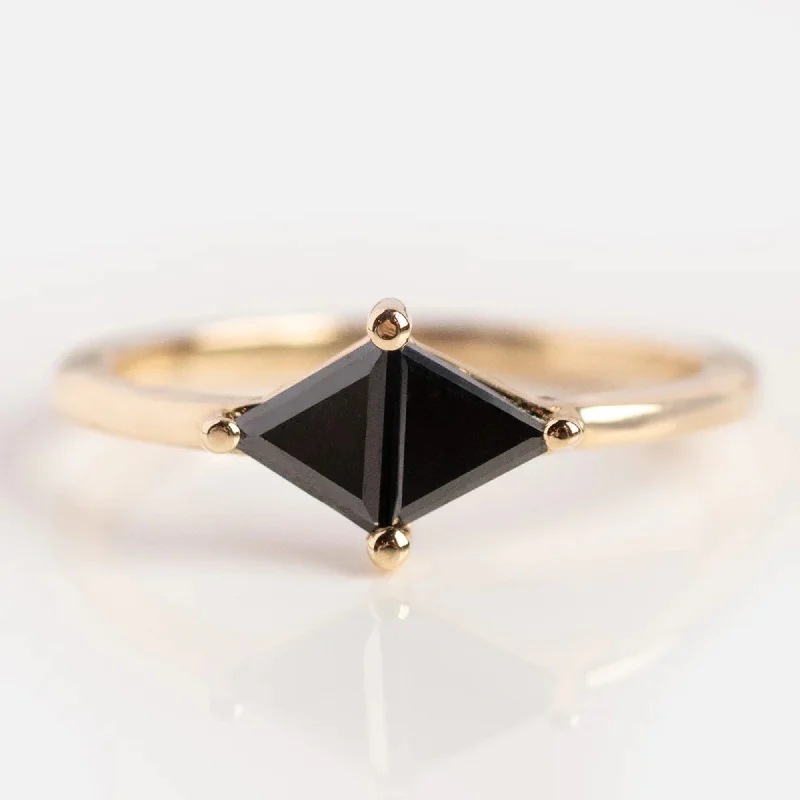 Vintage amazonite ring-14 k Yellow Gold Black Triangle Diamond Ring For Your Partner