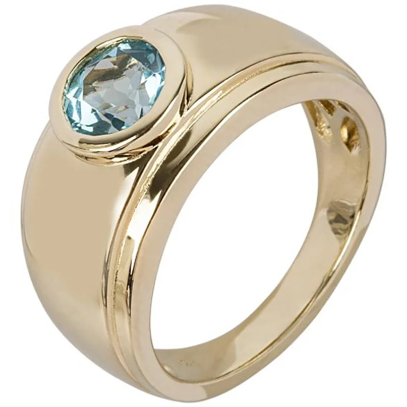 Vintage citrine ring-Yellow Gold Over Sterling Silver Swiss Blue Topaz Solitaire Ring