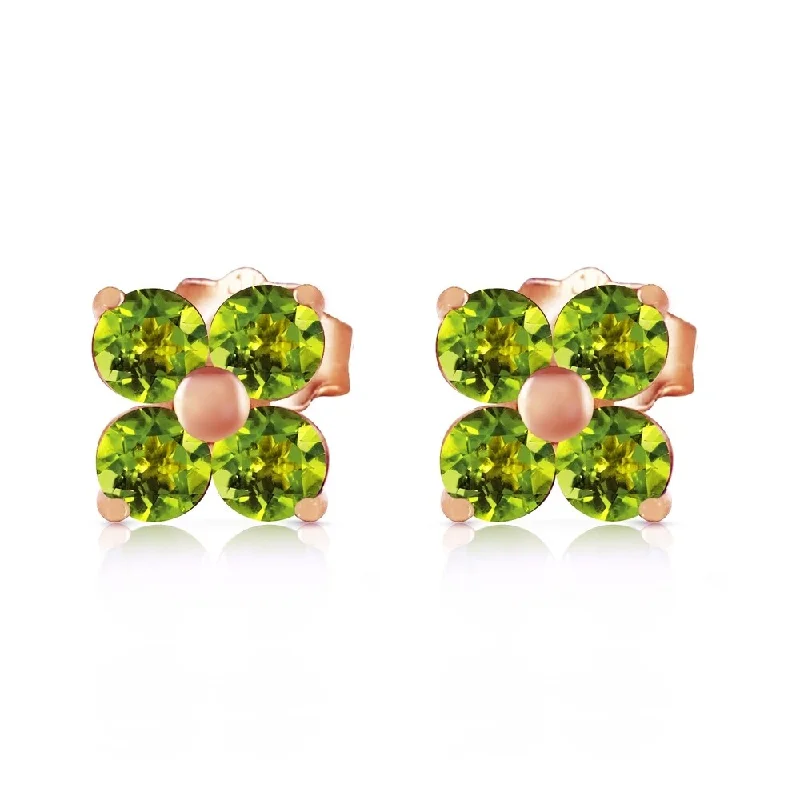 Lustrous iolite earrings-1.15 Carat 14K Solid Rose Gold Diana Peridot Stud Earrings