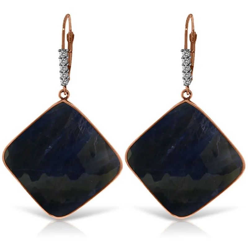 Vivid emerald earrings-14K Solid Gold Diamonds Leverback Natural Sapphire Gemstone Earrings