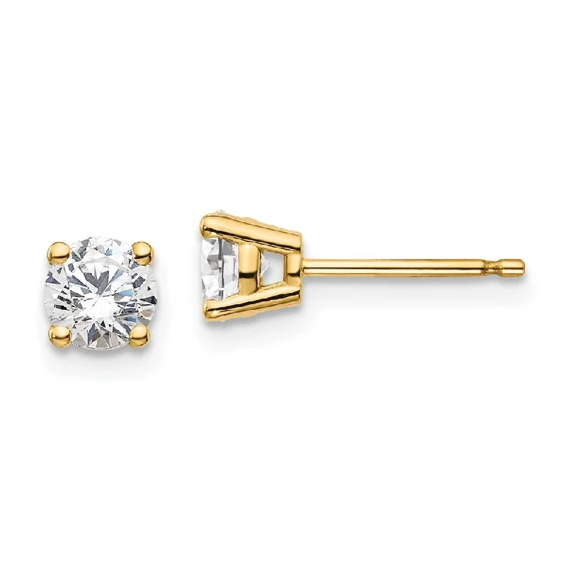 Stacked birthstone earrings-14k Yellow Gold Near Colorless Lab Grown Diamond Stud Earrings (3/4 cttw, Clarity- SI1-SI2, Color-D-E)