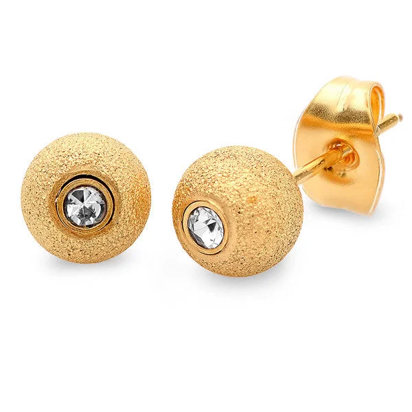 Radiant stone earrings-18 KT Gold Plated Stud Ball Earrings