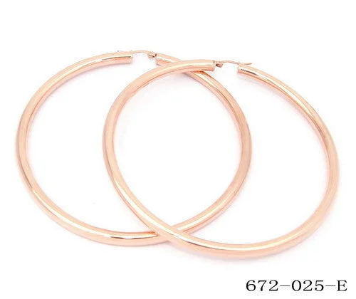 Vintage topaz earrings-18 KT Rose Gold Plated Hoop Earrings 90mm