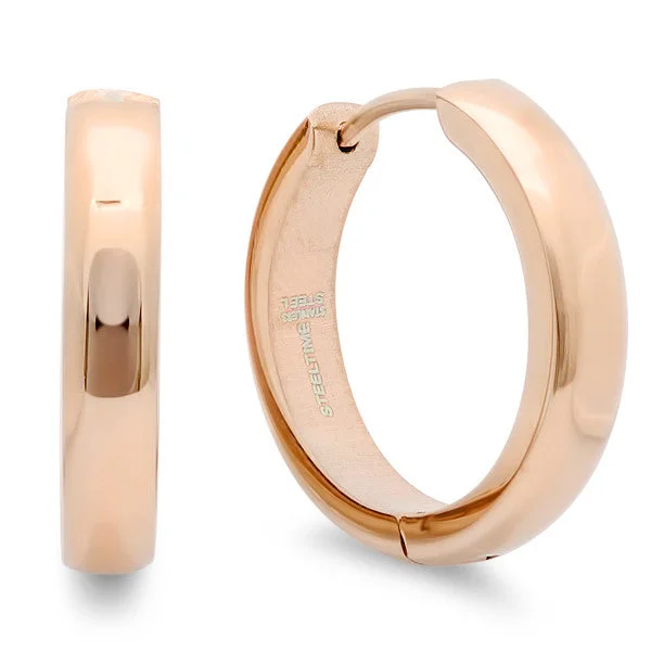 Crested wave earrings-18 KT Rose Gold Plated Huggie Earrings