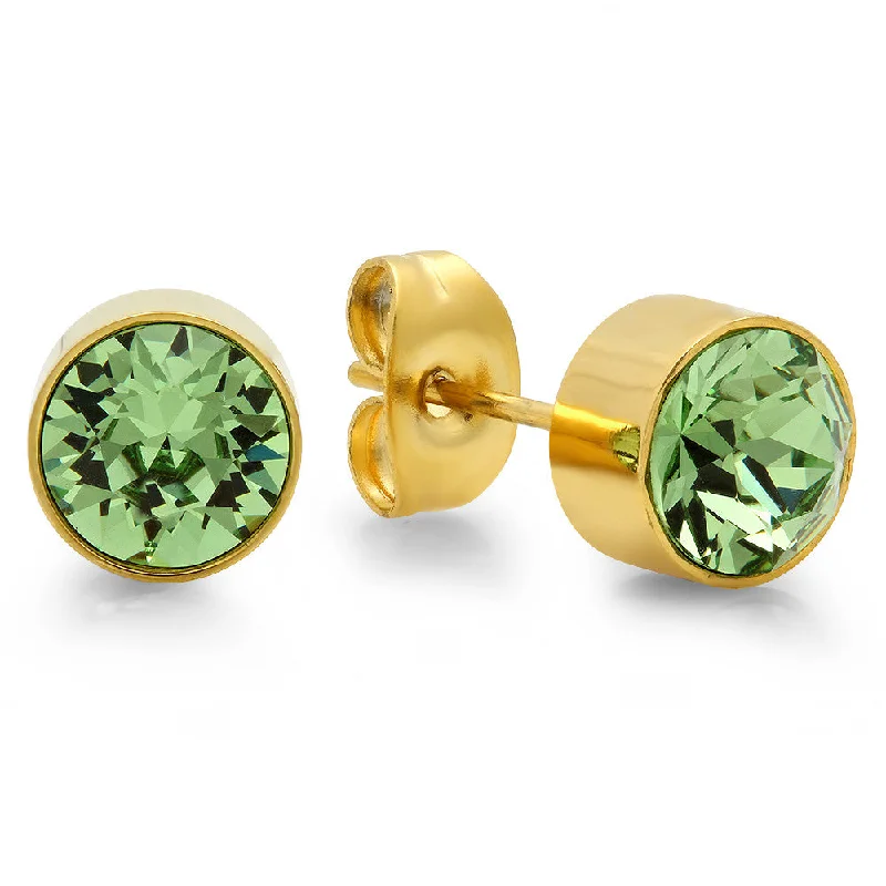 Sun flare earrings-18k Gold Plated Stainless Steel Birthstone (August) Earring Studs