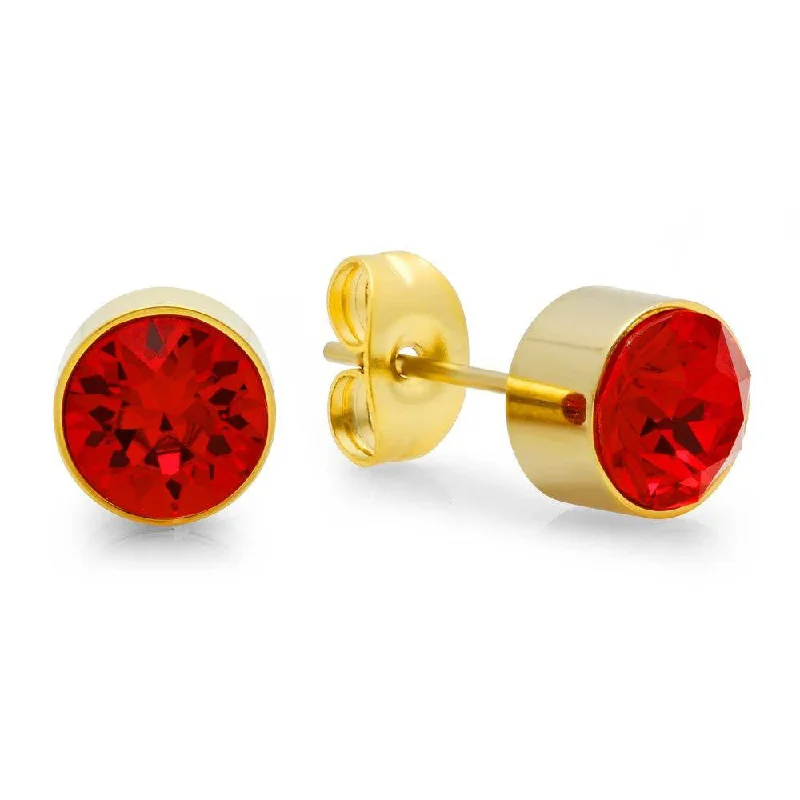 Coiled wire earrings-18k Gold Plated Stainless Steel Birthstone (January) Earring Studs