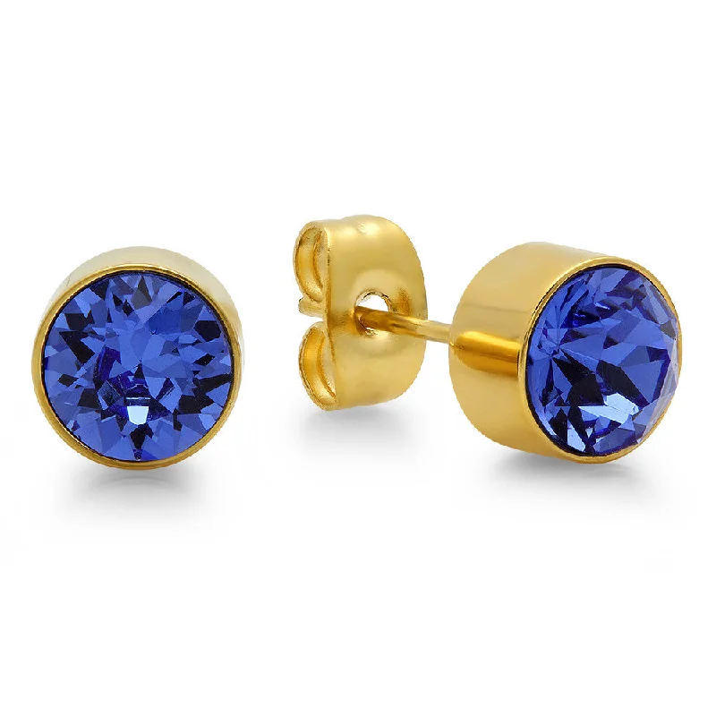 Twisting design earrings-18k Gold Plated Stainless Steel Birthstone (September) Earring Studs