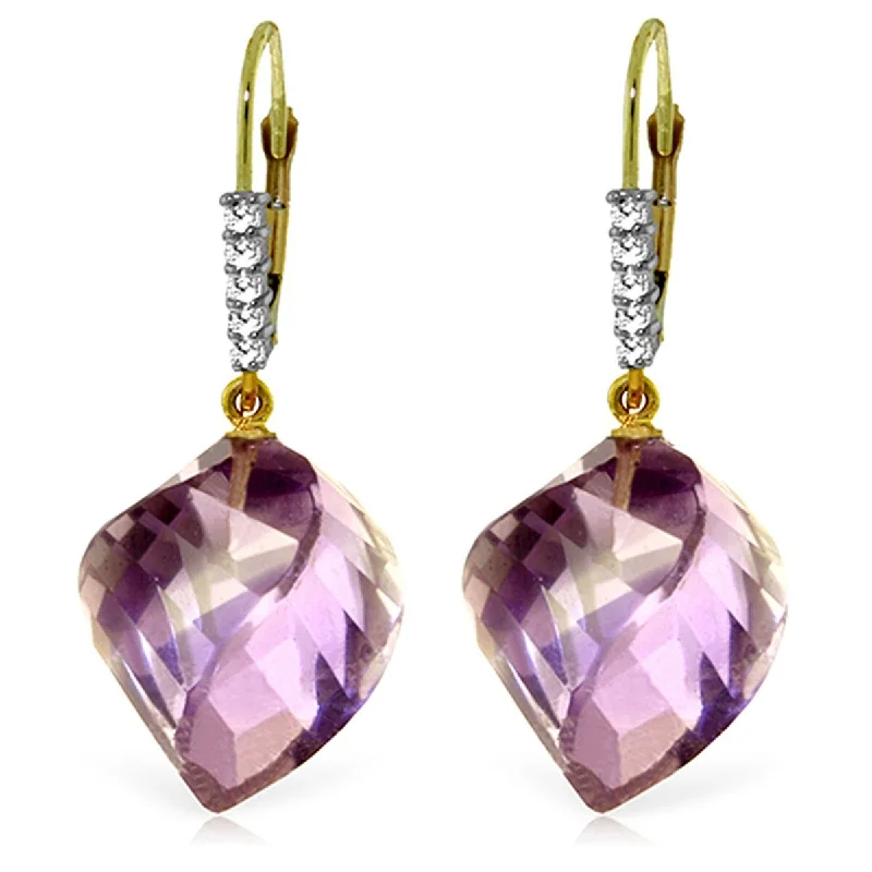 Varied stone earrings-21.65 Carat 14K Solid Gold Earrings Diamond Briolette Amethyst