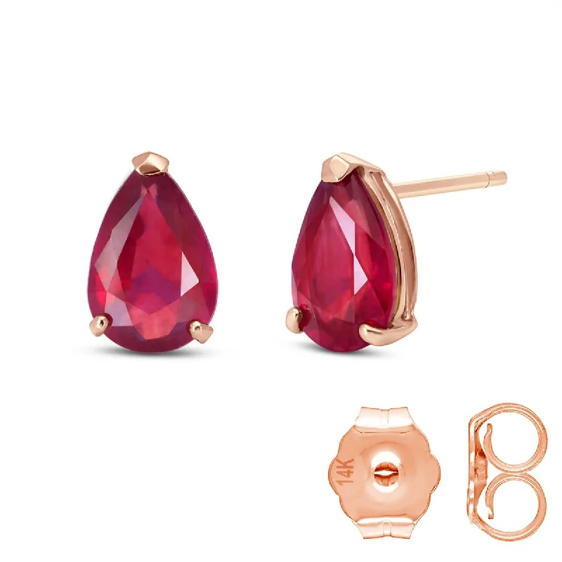 Vintage citrine earrings-3.5 CTW 14K Solid Rose Gold Allure Ruby Stud Earrings